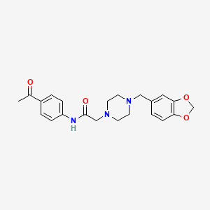 molecular formula C22H25N3O4 B3465110 N-(4-ACETYLPHENYL)-2-{4-[(2H-13-BENZODIOXOL-5-YL)METHYL]PIPERAZIN-1-YL}ACETAMIDE 