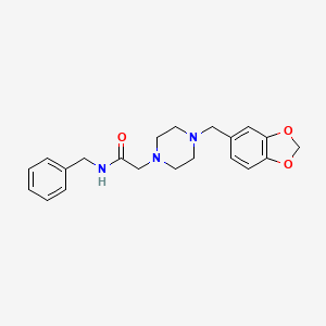 molecular formula C21H25N3O3 B3465114 2-{4-[(2H-13-BENZODIOXOL-5-YL)METHYL]PIPERAZIN-1-YL}-N-BENZYLACETAMIDE 