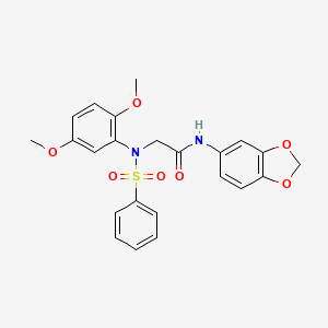 molecular formula C23H22N2O7S B3465136 N~1~-1,3-benzodioxol-5-yl-N~2~-(2,5-dimethoxyphenyl)-N~2~-(phenylsulfonyl)glycinamide 