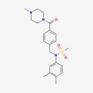 molecular formula C22H29N3O3S B3465141 N-(3,4-dimethylphenyl)-N-{4-[(4-methyl-1-piperazinyl)carbonyl]benzyl}methanesulfonamide 