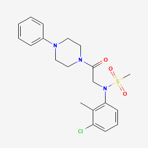 molecular formula C20H24ClN3O3S B3465152 N-(3-chloro-2-methylphenyl)-N-[2-oxo-2-(4-phenyl-1-piperazinyl)ethyl]methanesulfonamide 