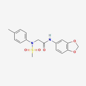 molecular formula C17H18N2O5S B3465217 N~1~-1,3-benzodioxol-5-yl-N~2~-(4-methylphenyl)-N~2~-(methylsulfonyl)glycinamide 