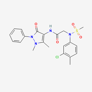 molecular formula C21H23ClN4O4S B3465240 N~2~-(3-chloro-4-methylphenyl)-N~1~-(1,5-dimethyl-3-oxo-2-phenyl-2,3-dihydro-1H-pyrazol-4-yl)-N~2~-(methylsulfonyl)glycinamide 