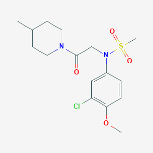 molecular formula C16H23ClN2O4S B3465268 N-(3-chloro-4-methoxyphenyl)-N-[2-(4-methyl-1-piperidinyl)-2-oxoethyl]methanesulfonamide 