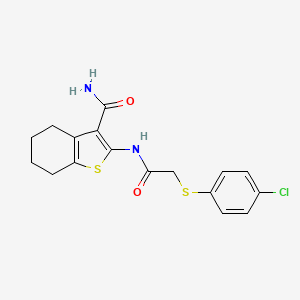 molecular formula C17H17ClN2O2S2 B3465304 2-({[(4-chlorophenyl)thio]acetyl}amino)-4,5,6,7-tetrahydro-1-benzothiophene-3-carboxamide 