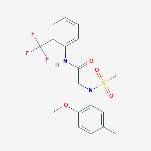 molecular formula C18H19F3N2O4S B3465353 N~2~-(2-methoxy-5-methylphenyl)-N~2~-(methylsulfonyl)-N~1~-[2-(trifluoromethyl)phenyl]glycinamide 