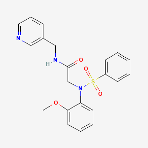 molecular formula C21H21N3O4S B3465357 N~2~-(2-methoxyphenyl)-N~2~-(phenylsulfonyl)-N~1~-(3-pyridinylmethyl)glycinamide 