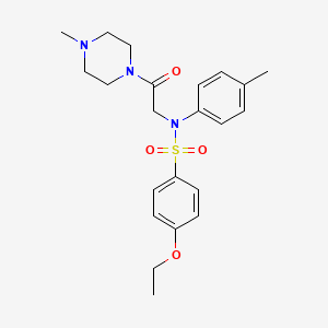 molecular formula C22H29N3O4S B3465411 4-ethoxy-N-(4-methylphenyl)-N-[2-(4-methyl-1-piperazinyl)-2-oxoethyl]benzenesulfonamide 