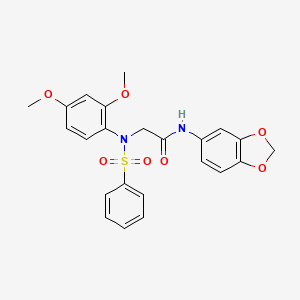 molecular formula C23H22N2O7S B3465465 N~1~-1,3-benzodioxol-5-yl-N~2~-(2,4-dimethoxyphenyl)-N~2~-(phenylsulfonyl)glycinamide 