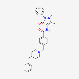 molecular formula C31H34N4O2 B3465471 4-[(4-benzyl-1-piperidinyl)methyl]-N-(1,5-dimethyl-3-oxo-2-phenyl-2,3-dihydro-1H-pyrazol-4-yl)benzamide 