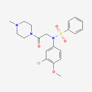 molecular formula C20H24ClN3O4S B3465488 N-(3-chloro-4-methoxyphenyl)-N-[2-(4-methyl-1-piperazinyl)-2-oxoethyl]benzenesulfonamide 