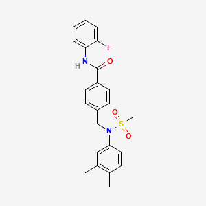 molecular formula C23H23FN2O3S B3465516 4-{[(3,4-dimethylphenyl)(methylsulfonyl)amino]methyl}-N-(2-fluorophenyl)benzamide 