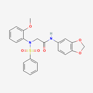 molecular formula C22H20N2O6S B3465518 N~1~-1,3-benzodioxol-5-yl-N~2~-(2-methoxyphenyl)-N~2~-(phenylsulfonyl)glycinamide 