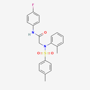 molecular formula C22H21FN2O3S B3465529 N~1~-(4-fluorophenyl)-N~2~-(2-methylphenyl)-N~2~-[(4-methylphenyl)sulfonyl]glycinamide 