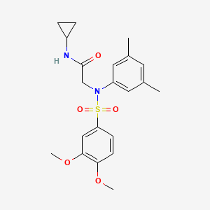 molecular formula C21H26N2O5S B3465543 N~1~-cyclopropyl-N~2~-[(3,4-dimethoxyphenyl)sulfonyl]-N~2~-(3,5-dimethylphenyl)glycinamide 