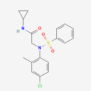 molecular formula C18H19ClN2O3S B3465588 N~2~-(4-chloro-2-methylphenyl)-N~1~-cyclopropyl-N~2~-(phenylsulfonyl)glycinamide 