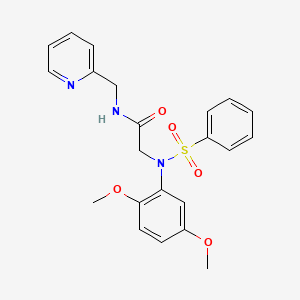 molecular formula C22H23N3O5S B3465599 N~2~-(2,5-dimethoxyphenyl)-N~2~-(phenylsulfonyl)-N~1~-(2-pyridinylmethyl)glycinamide 