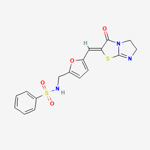 molecular formula C17H15N3O4S2 B3465625 N-({5-[(3-oxo-5,6-dihydroimidazo[2,1-b][1,3]thiazol-2(3H)-ylidene)methyl]-2-furyl}methyl)benzenesulfonamide 