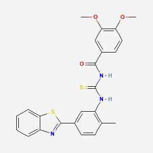 molecular formula C24H21N3O3S2 B3465646 N-({[5-(1,3-benzothiazol-2-yl)-2-methylphenyl]amino}carbonothioyl)-3,4-dimethoxybenzamide 