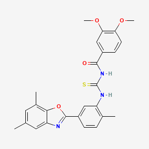 N-({[5-(5,7-dimethyl-1,3-benzoxazol-2-yl)-2-methylphenyl]amino}carbonothioyl)-3,4-dimethoxybenzamide