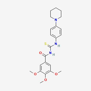 molecular formula C22H27N3O4S B3465681 3,4,5-trimethoxy-N-({[4-(1-piperidinyl)phenyl]amino}carbonothioyl)benzamide 