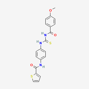 molecular formula C20H17N3O3S2 B3465758 N-[4-({[(4-methoxybenzoyl)amino]carbonothioyl}amino)phenyl]-2-thiophenecarboxamide 