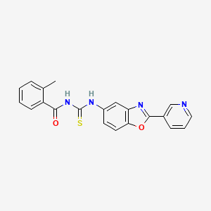 molecular formula C21H16N4O2S B3465766 2-methyl-N-({[2-(3-pyridinyl)-1,3-benzoxazol-5-yl]amino}carbonothioyl)benzamide 