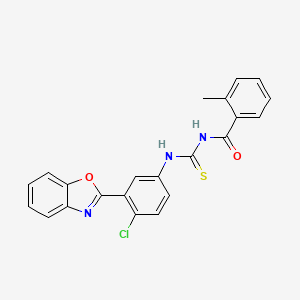 molecular formula C22H16ClN3O2S B3465768 N-({[3-(1,3-benzoxazol-2-yl)-4-chlorophenyl]amino}carbonothioyl)-2-methylbenzamide 