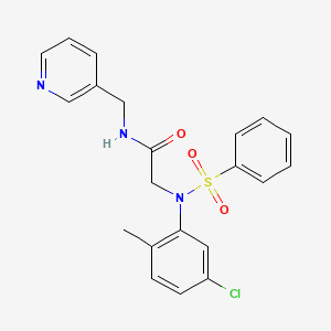 molecular formula C21H20ClN3O3S B3465847 N~2~-(5-chloro-2-methylphenyl)-N~2~-(phenylsulfonyl)-N~1~-(3-pyridinylmethyl)glycinamide 