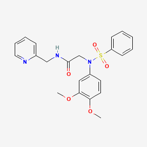 molecular formula C22H23N3O5S B3465940 N~2~-(3,4-dimethoxyphenyl)-N~2~-(phenylsulfonyl)-N~1~-(2-pyridinylmethyl)glycinamide 