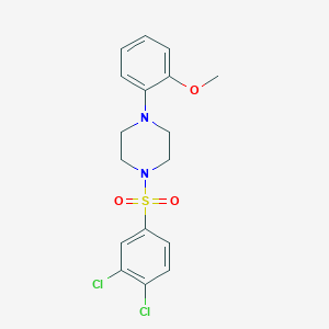 molecular formula C17H18Cl2N2O3S B346599 2-{4-[(3,4-Dichlorophenyl)sulfonyl]-1-piperazinyl}phenyl methyl ether 
