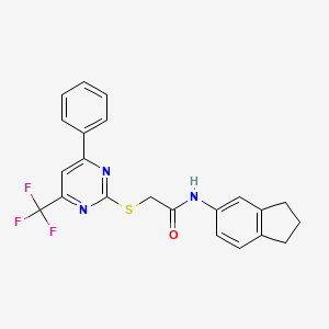 N-(2,3-dihydro-1H-inden-5-yl)-2-{[4-phenyl-6-(trifluoromethyl)-2-pyrimidinyl]thio}acetamide