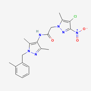 molecular formula C19H21ClN6O3 B3466053 2-(4-chloro-5-methyl-3-nitro-1H-pyrazol-1-yl)-N-[3,5-dimethyl-1-(2-methylbenzyl)-1H-pyrazol-4-yl]acetamide 