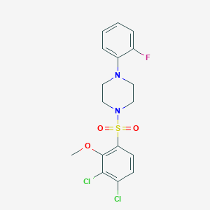 molecular formula C17H17Cl2FN2O3S B346606 1-(3,4-Dichloro-2-methoxybenzenesulfonyl)-4-(2-fluorophenyl)piperazine CAS No. 496019-94-4