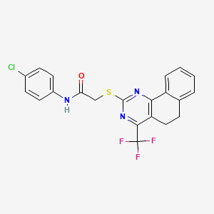 molecular formula C21H15ClF3N3OS B3466079 N-(4-chlorophenyl)-2-{[4-(trifluoromethyl)-5,6-dihydrobenzo[h]quinazolin-2-yl]thio}acetamide 