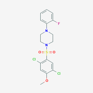 molecular formula C17H17Cl2FN2O3S B346608 1-(2,5-Dichloro-4-methoxybenzenesulfonyl)-4-(2-fluorophenyl)piperazine CAS No. 496019-88-6