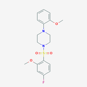 molecular formula C18H21FN2O4S B346614 1-(4-Fluoro-2-methoxybenzenesulfonyl)-4-(2-methoxyphenyl)piperazine CAS No. 799258-89-2