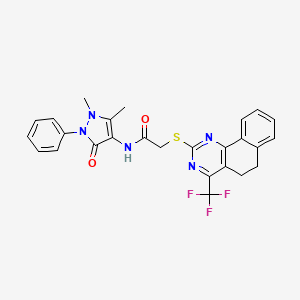 molecular formula C26H22F3N5O2S B3466181 N-(1,5-dimethyl-3-oxo-2-phenyl-2,3-dihydro-1H-pyrazol-4-yl)-2-{[4-(trifluoromethyl)-5,6-dihydrobenzo[h]quinazolin-2-yl]thio}acetamide 