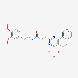 N-[2-(3,4-dimethoxyphenyl)ethyl]-2-{[4-(trifluoromethyl)-5,6-dihydrobenzo[h]quinazolin-2-yl]thio}acetamide