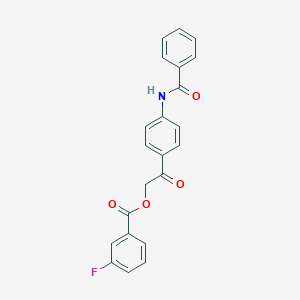 molecular formula C22H16FNO4 B346622 2-(4-Benzamidophenyl)-2-oxoethyl 3-fluorobenzoate CAS No. 886132-33-8