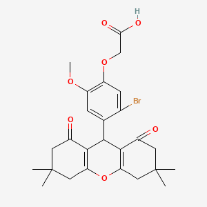 molecular formula C26H29BrO7 B3466239 [5-bromo-2-methoxy-4-(3,3,6,6-tetramethyl-1,8-dioxo-2,3,4,5,6,7,8,9-octahydro-1H-xanthen-9-yl)phenoxy]acetic acid 