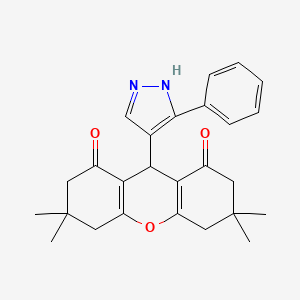 3,3,6,6-tetramethyl-9-(3-phenyl-1H-pyrazol-4-yl)-3,4,5,6,7,9-hexahydro-1H-xanthene-1,8(2H)-dione