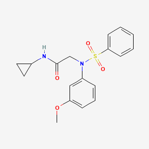 molecular formula C18H20N2O4S B3466244 N~1~-cyclopropyl-N~2~-(3-methoxyphenyl)-N~2~-(phenylsulfonyl)glycinamide 