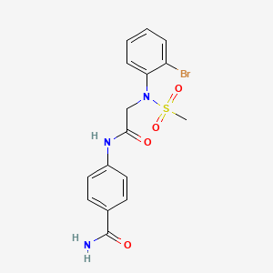 molecular formula C16H16BrN3O4S B3466252 4-{[N-(2-bromophenyl)-N-(methylsulfonyl)glycyl]amino}benzamide 