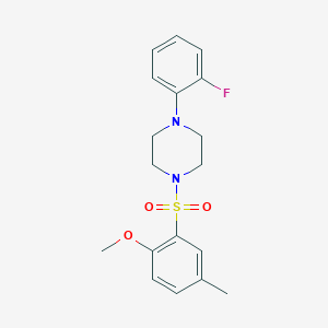 molecular formula C18H21FN2O3S B346626 1-(2-Fluorophenyl)-4-[(2-methoxy-5-methylphenyl)sulfonyl]piperazine CAS No. 681844-70-2
