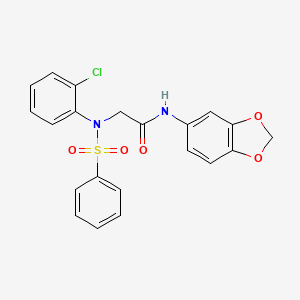 molecular formula C21H17ClN2O5S B3466260 N~1~-1,3-benzodioxol-5-yl-N~2~-(2-chlorophenyl)-N~2~-(phenylsulfonyl)glycinamide 