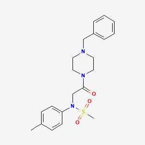 molecular formula C21H27N3O3S B3466285 N-[2-(4-benzyl-1-piperazinyl)-2-oxoethyl]-N-(4-methylphenyl)methanesulfonamide 