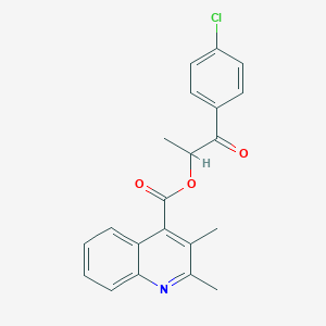 molecular formula C21H18ClNO3 B346629 1-(4-Chlorophenyl)-1-oxopropan-2-yl 2,3-dimethylquinoline-4-carboxylate 