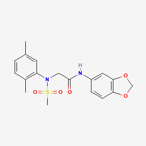 molecular formula C18H20N2O5S B3466302 N~1~-1,3-benzodioxol-5-yl-N~2~-(2,5-dimethylphenyl)-N~2~-(methylsulfonyl)glycinamide 