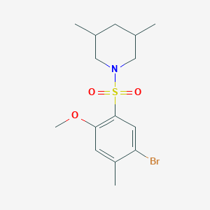 molecular formula C15H22BrNO3S B346634 1-[(5-Bromo-2-methoxy-4-methylphenyl)sulfonyl]-3,5-dimethylpiperidine CAS No. 914619-25-3